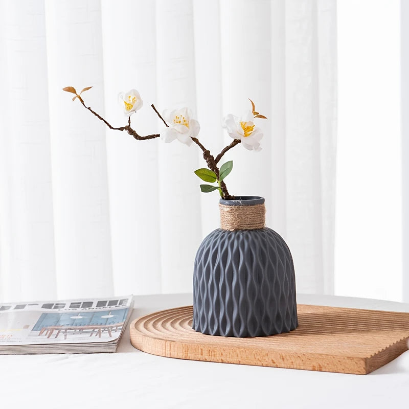 1PC Water Ripple Plastic Vase Wave Flower Pot Arrangement Modern Nordic Style