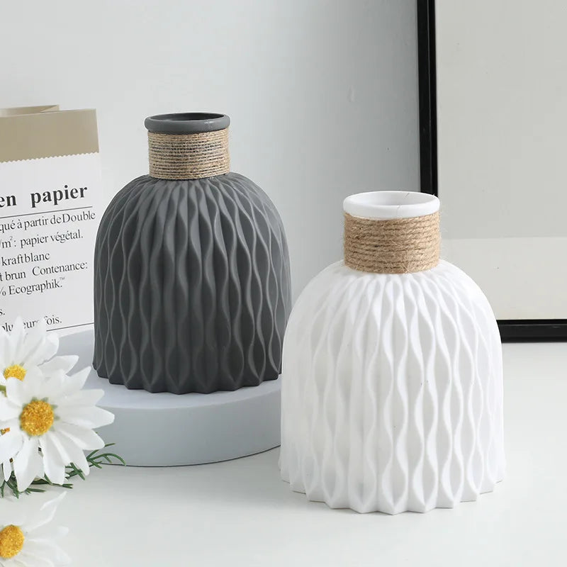 1PC Water Ripple Plastic Vase Wave Flower Pot Arrangement Modern Nordic Style