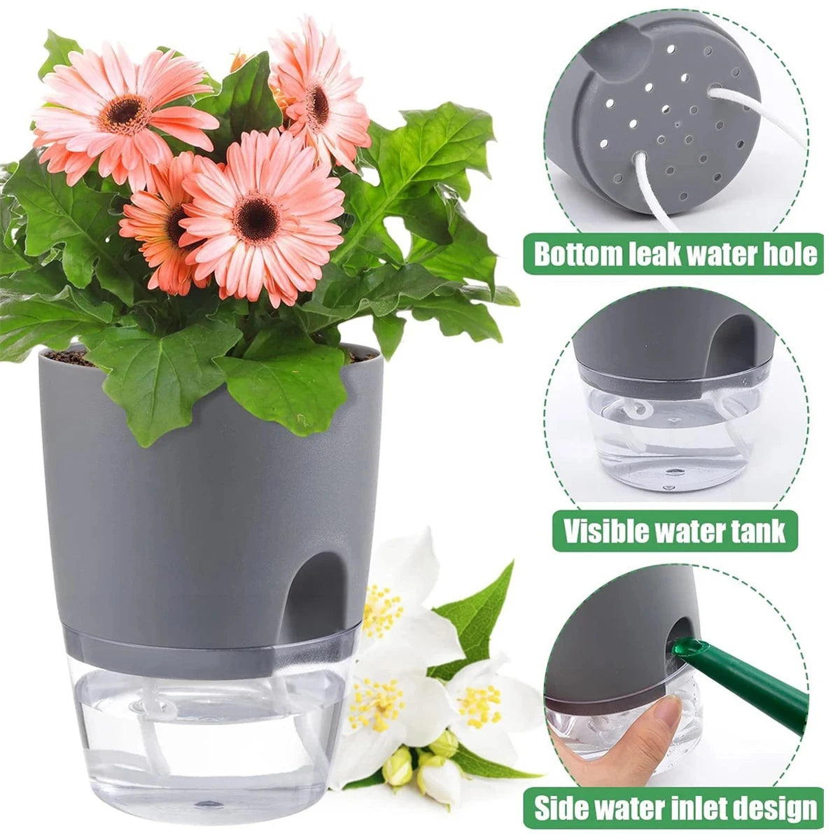 2 Layer Cultivation Flower Pot Cotton Rope Self Watering