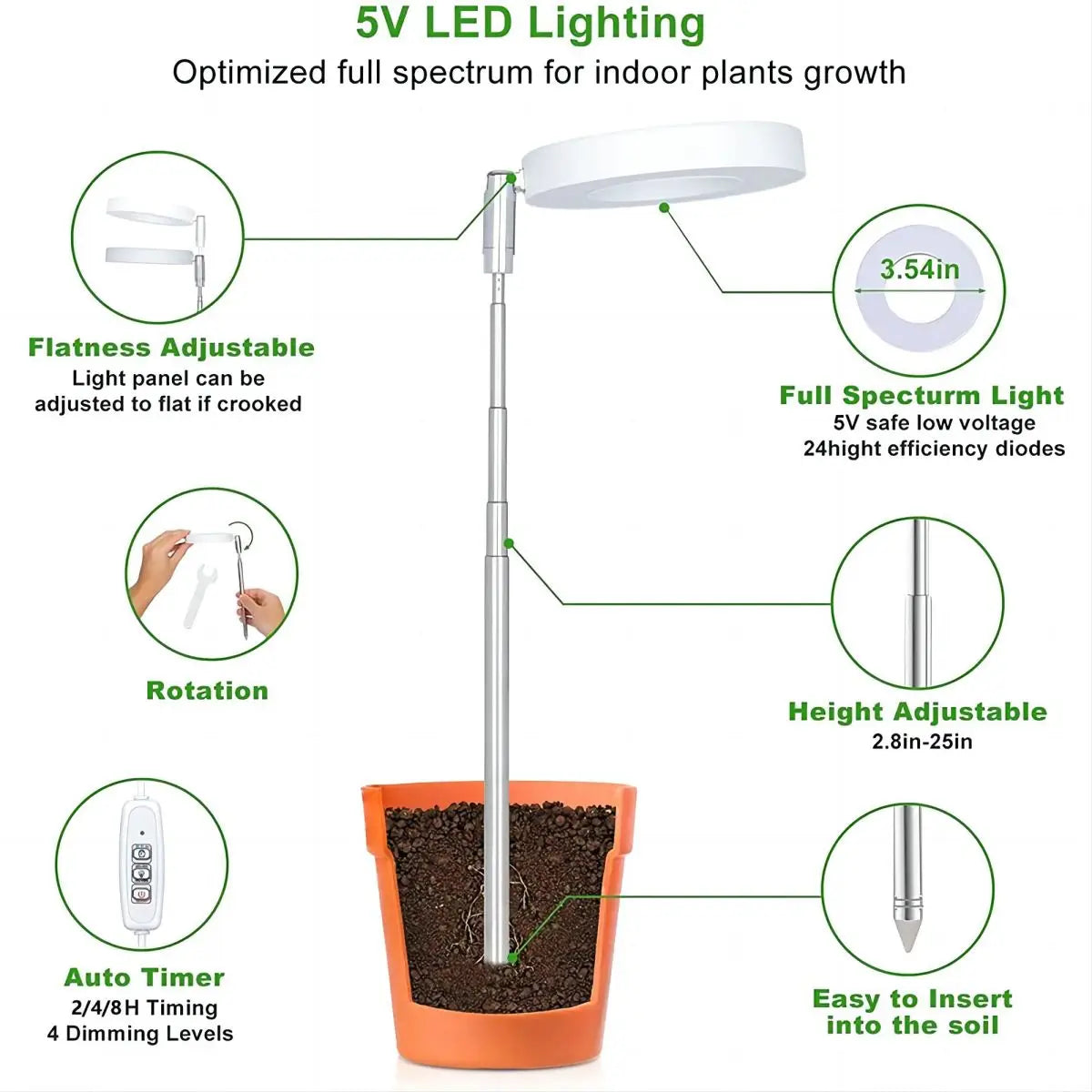 Grow Light, Full Spectrum LED Plant Light for Indoor Plants