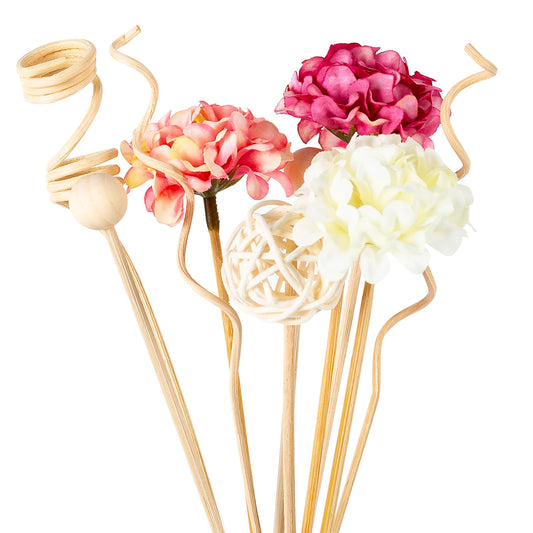 10PCS Pink Hydrangea Flower Rattan Sticks Fireless Fragrances Reed Diffuser