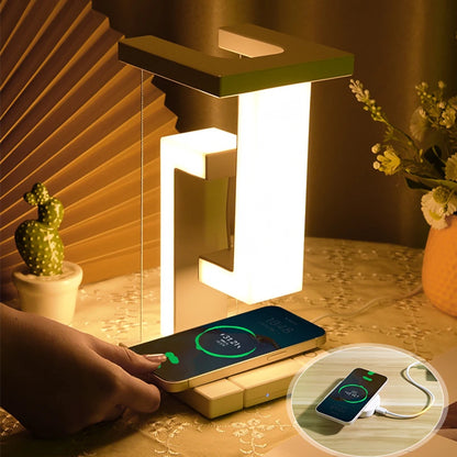 Novelty floating lamp with 10 W  detachable wireless charger light for bedroom/office