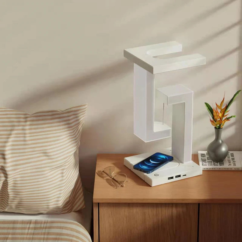 Novelty floating lamp with 10 W  detachable wireless charger light for bedroom/office