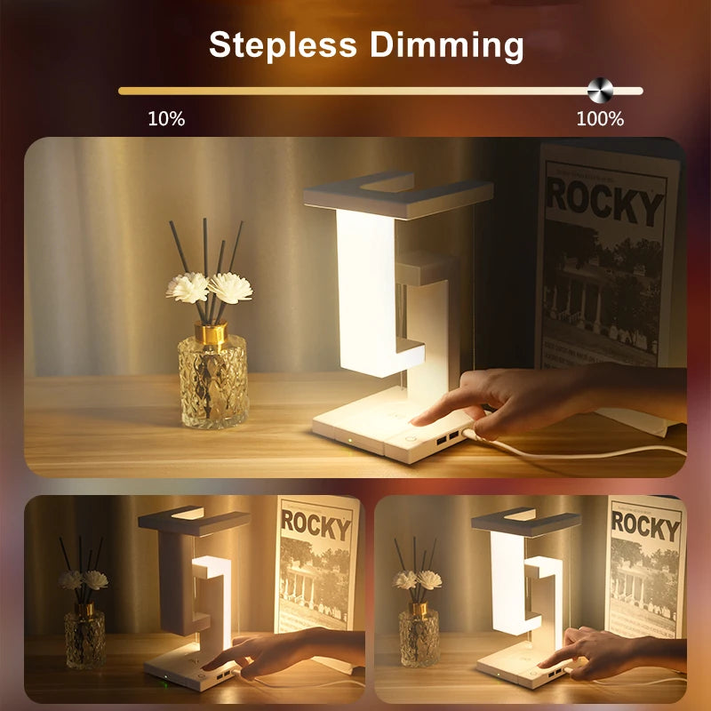 Novelty floating lamp with 10 W  detachable wireless charger light for bedroom/office