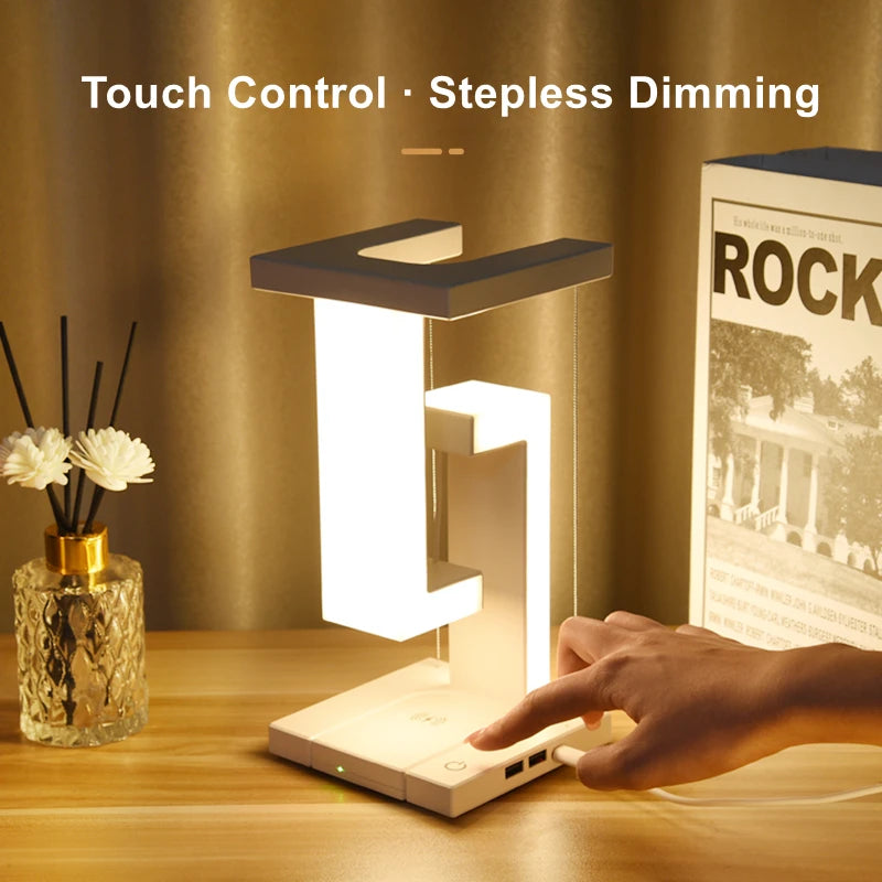 Novelty floating lamp with 10 W  detachable wireless charger light for bedroom/office