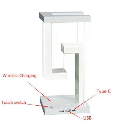 Novelty floating lamp with 10 W  detachable wireless charger light for bedroom/office