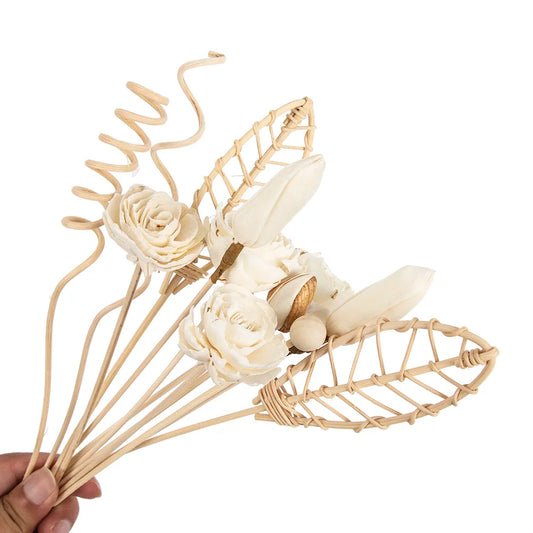 12PCS Lotus Flower Rattan Sticks Fireless Fragrances Reed Diffuser