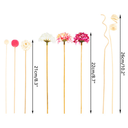 10PCS Pink Hydrangea Flower Rattan Sticks Fireless Fragrances Reed Diffuser